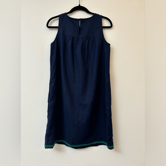 J Crew linen embroidered shift dress, navy and green, with pockets XS, bohemian - Picture 5 of 14